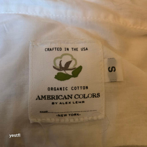 American Colors by Alex Lehr White Organic Cotton Button Down Shirt Sheer S - Picture 5 of 5